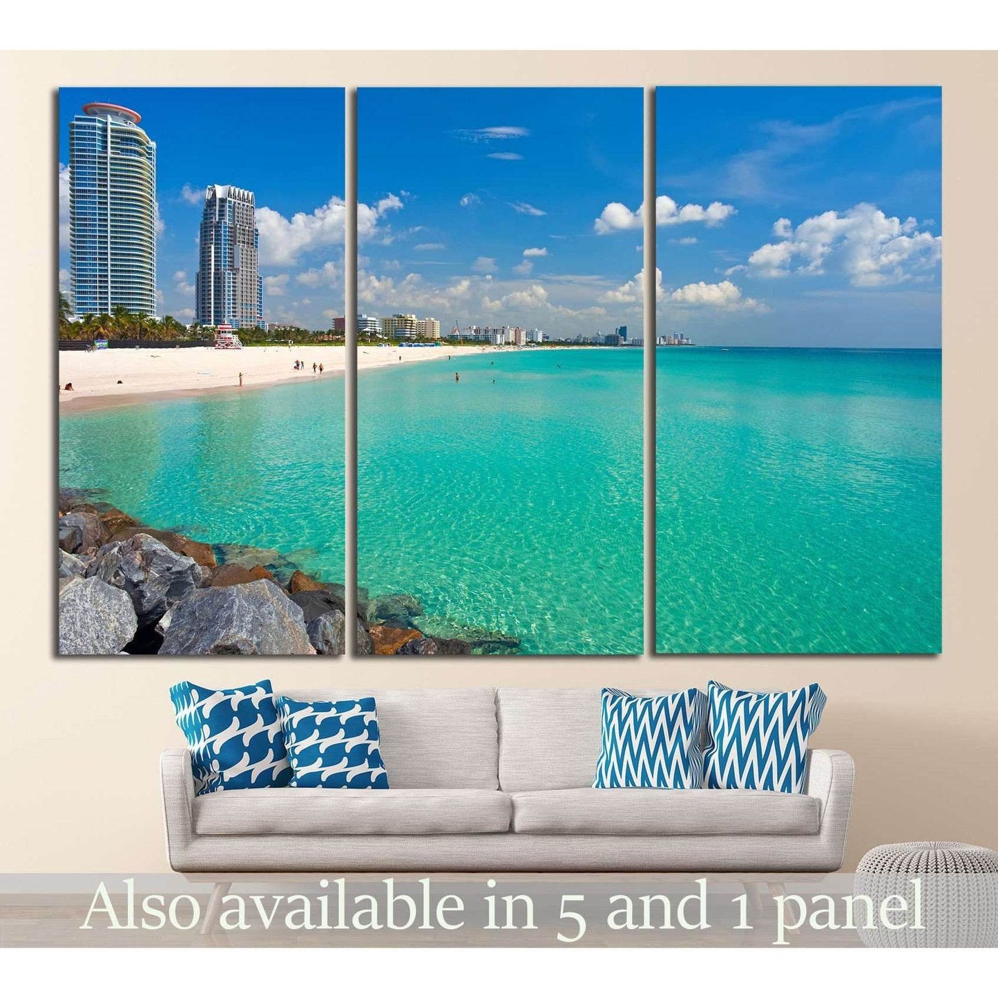 South Beach, Miami, Florida №1088 Ready to Hang Canvas Print - Zellart Canvas Prints ALL_Products, s-1088