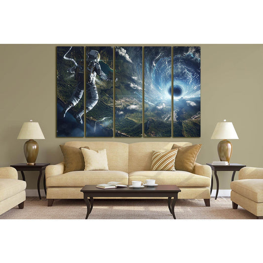 Space And Astronaut №SL427 Ready to Hang Canvas Print - Zellart Canvas Prints 0new, ALL_Products, Astronomy & Space Canvas Wall Art