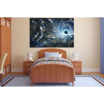 Space And Astronaut №SL427 Ready to Hang Canvas Print - Zellart Canvas Prints 0new, ALL_Products, Astronomy & Space Canvas Wall Art