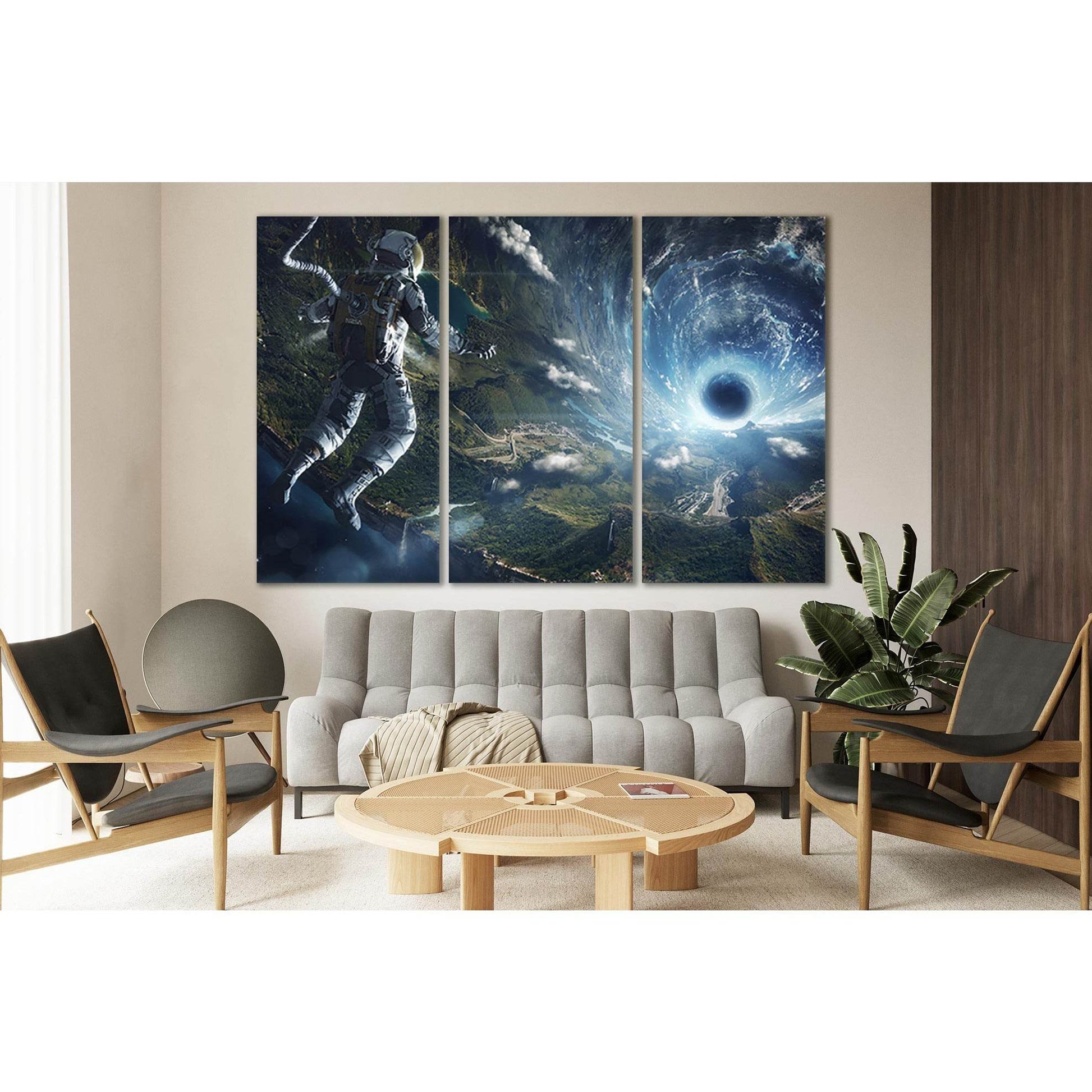 Space And Astronaut №SL427 Ready to Hang Canvas Print - Zellart Canvas Prints 0new, ALL_Products, Astronomy & Space Canvas Wall Art