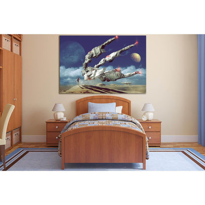 Spaceship In Desert №SL1288 Ready to Hang Canvas Print - Zellart Canvas Prints 0new, ALL_Products, Fantasy And Sci Fi Wall Art