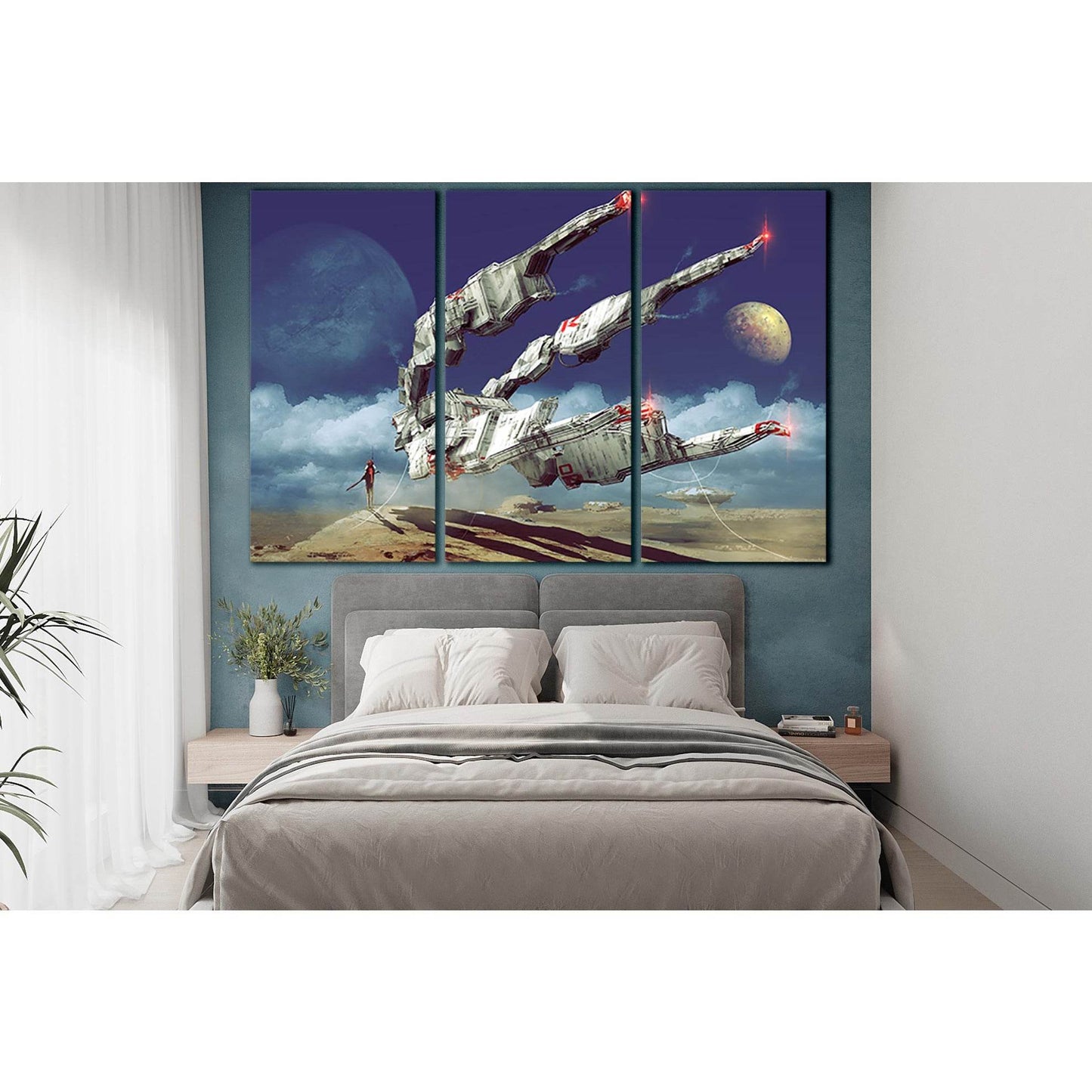 Spaceship In Desert №SL1288 Ready to Hang Canvas Print - Zellart Canvas Prints 0new, ALL_Products, Fantasy And Sci Fi Wall Art