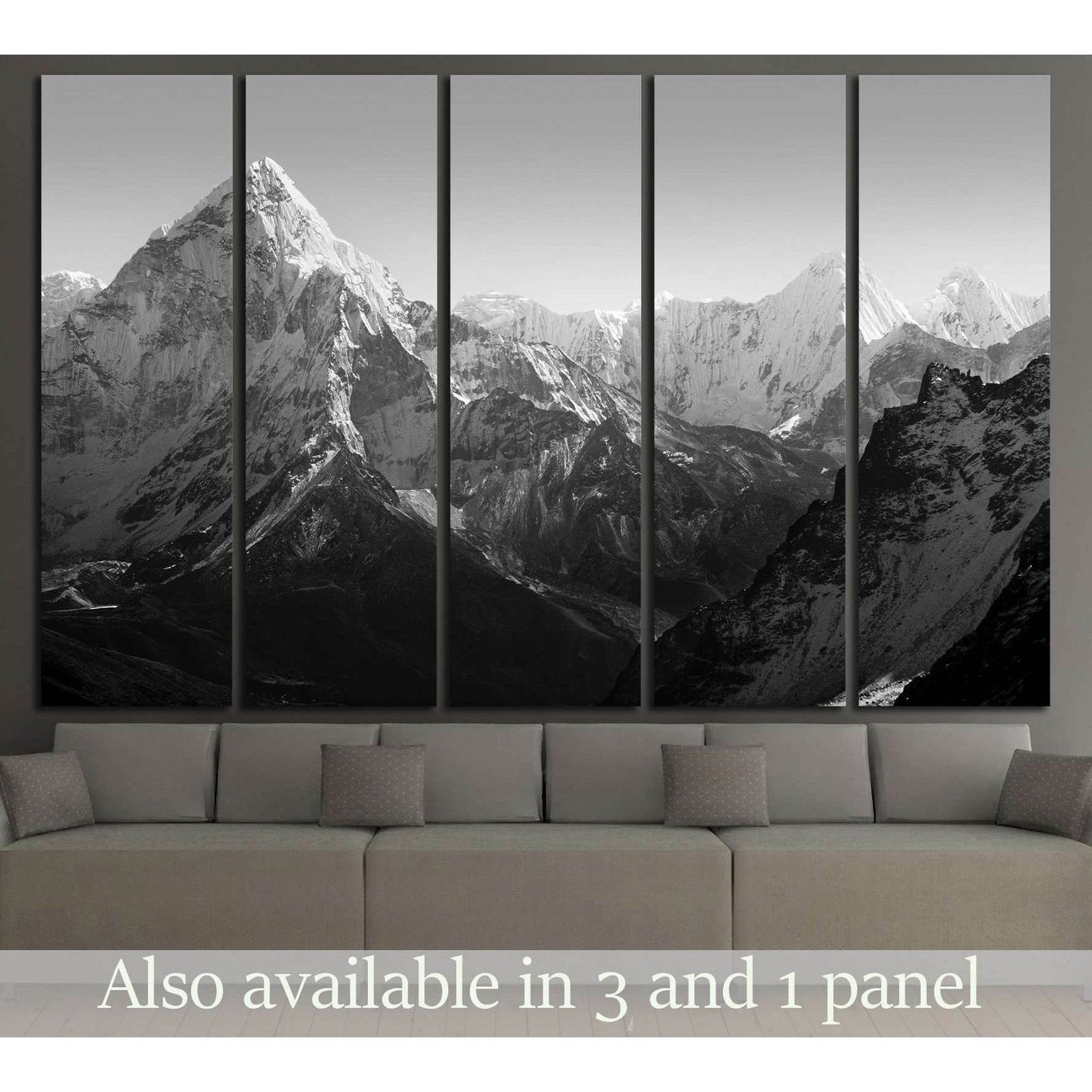 Spectacular mountain scenery on the Mount Everest Base Camp trek through the Himalaya №2702 Ready to Hang Canvas Print - Zellart Canvas Prints ALL_Products, s-2702