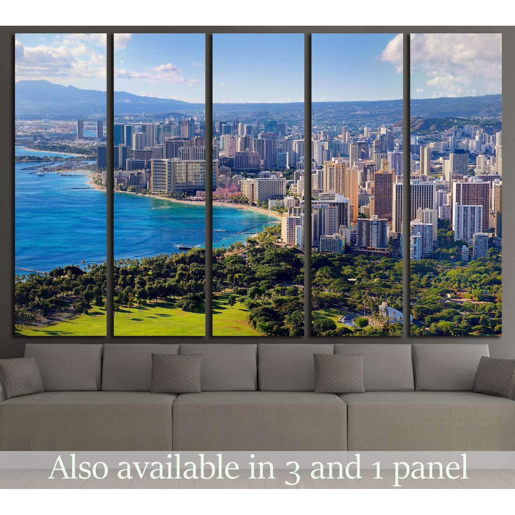 Spectacular view of Honolulu city, Oahu, Hawaii №1702 Ready to Hang Canvas Print