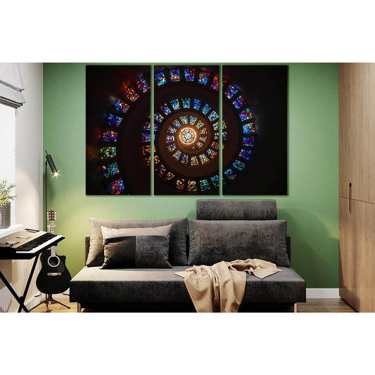 Spiral Stained Glass №SL1379 Ready to Hang Canvas Print - Zellart Canvas Prints 0new, ALL_Products, Architecture