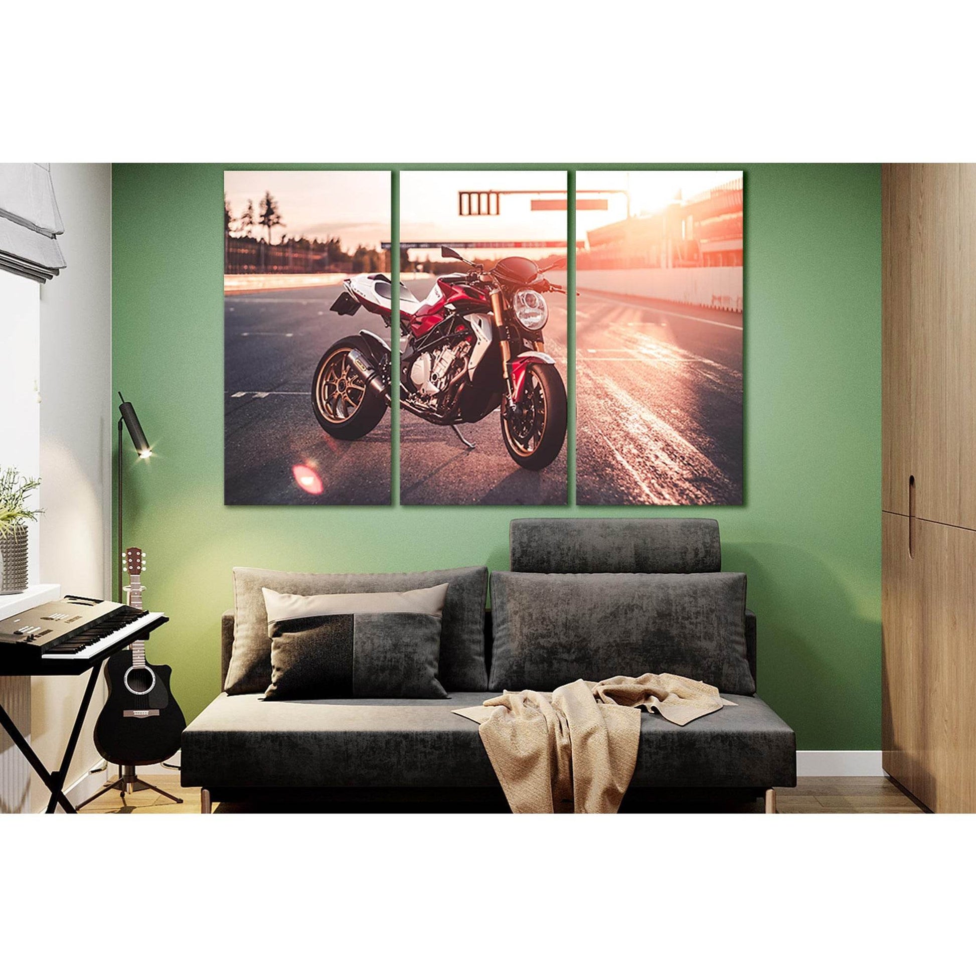 Sport Bike On The Race Track №SL1439 Ready to Hang Canvas Print - Zellart Canvas Prints 0new, ALL_Products, Engine