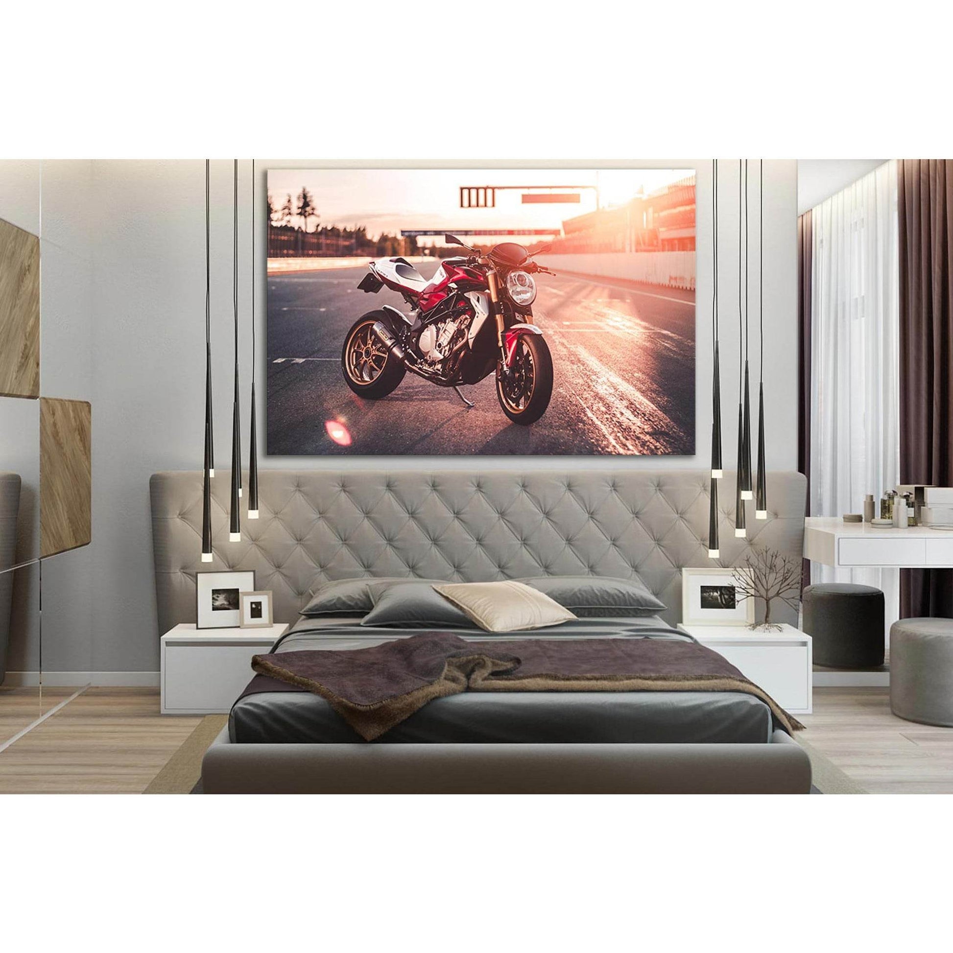Sport Bike On The Race Track №SL1439 Ready to Hang Canvas Print - Zellart Canvas Prints 0new, ALL_Products, Engine