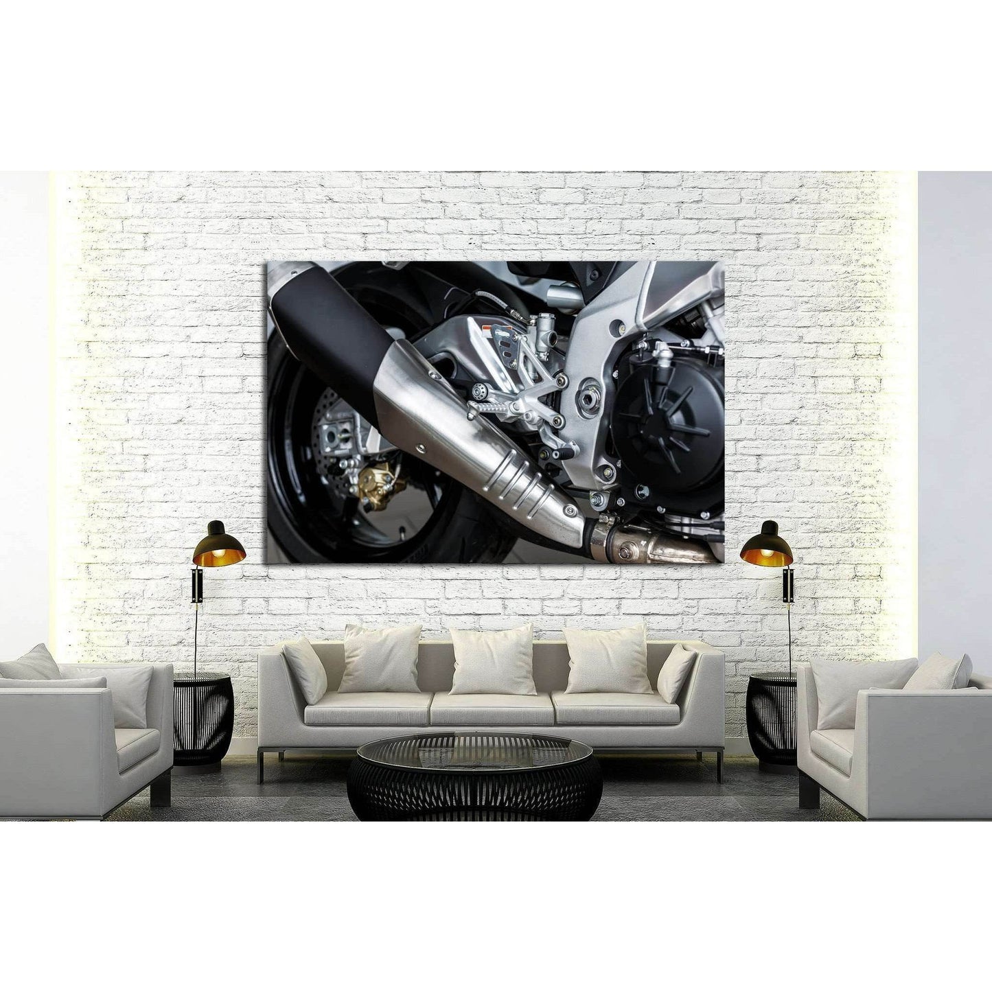 sport motorbike, details of motorcycle №1882 Ready to Hang Canvas Print - Zellart Canvas Prints ALL_Products, s-1882