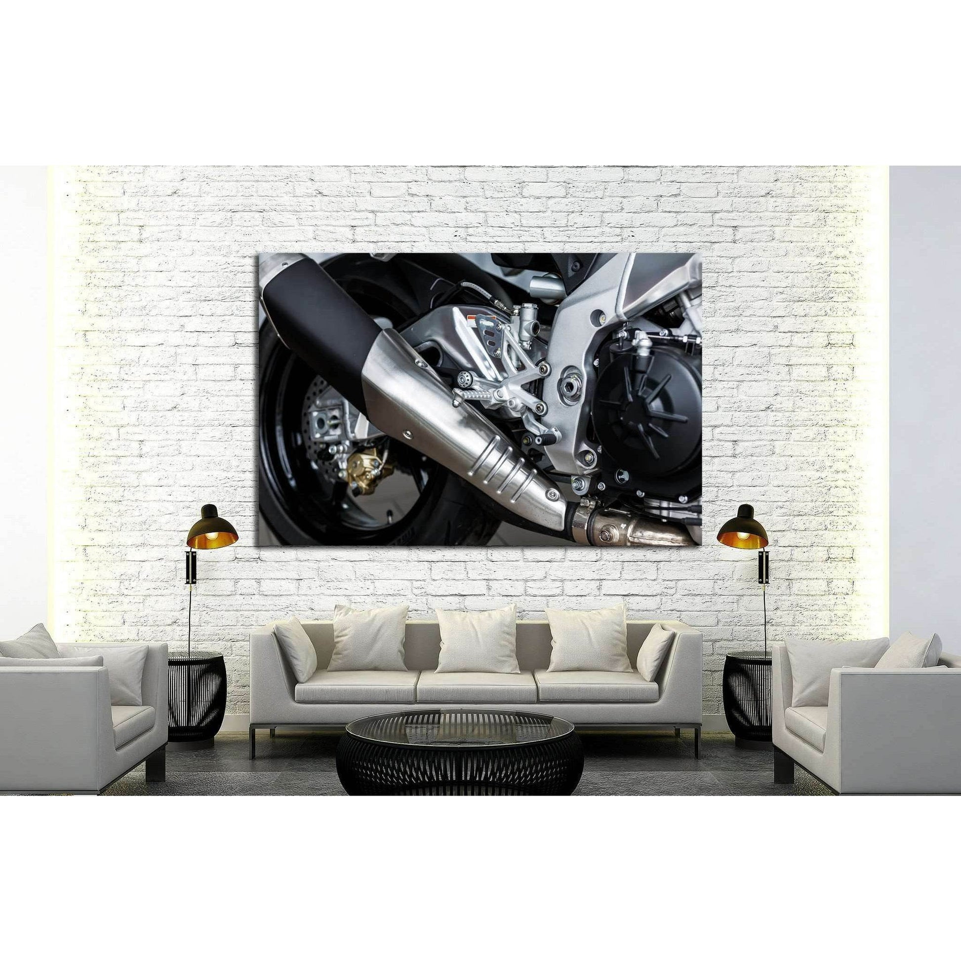 sport motorbike, details of motorcycle №1882 Ready to Hang Canvas Print - Zellart Canvas Prints ALL_Products, s-1882