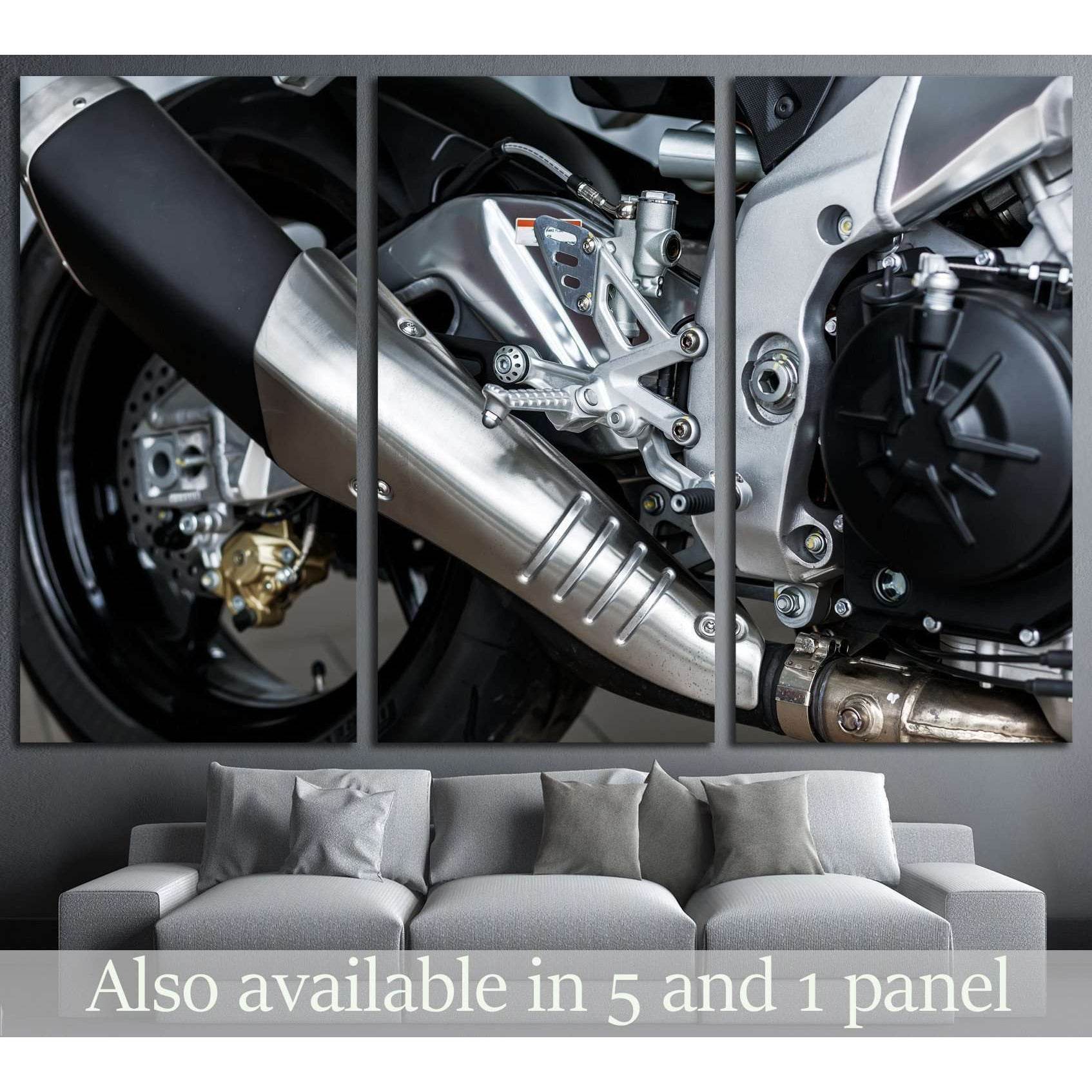 sport motorbike, details of motorcycle №1882 Ready to Hang Canvas Print - Zellart Canvas Prints ALL_Products, s-1882