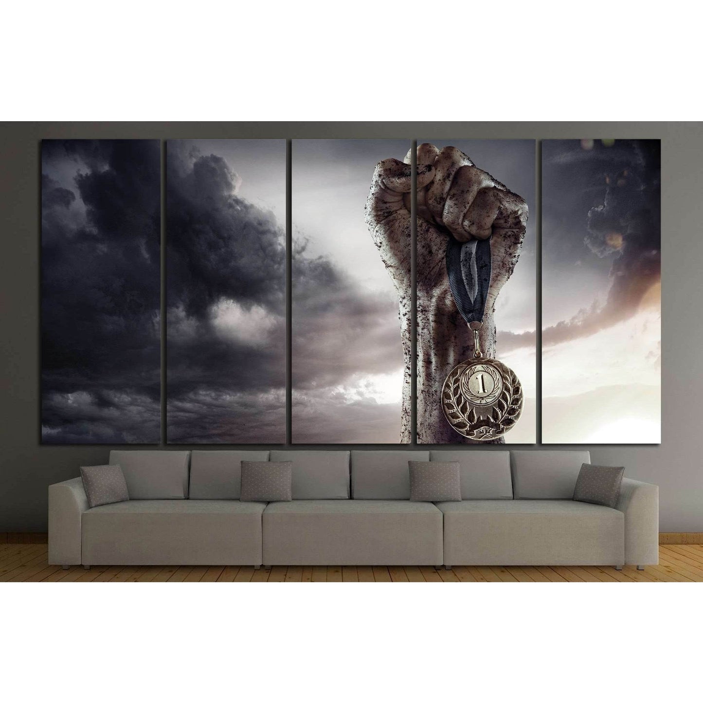 Sport, Winner with the medal №1388 Ready to Hang Canvas Print - Zellart Canvas Prints ALL_Products, s-1388