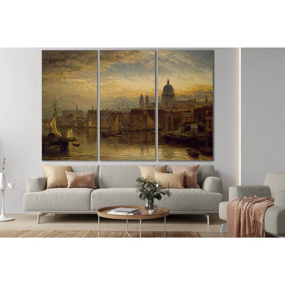 St Pauls From The River Thames Oil Painting №SL581 Ready to Hang Canvas Print - Zellart Canvas Prints 0new, ALL_Products, Oil Painting Wall Art
