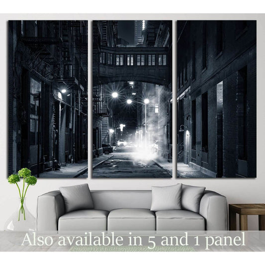 Staple street skybridge by night, in Tribeca, New York City №2197 Ready to Hang Canvas Print - Zellart Canvas Prints 0_NY_ART, ALL_Products, s-2197
