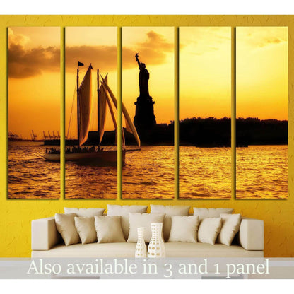 Statue of Liberty and a sailboat №1291 Ready to Hang Canvas Print - Zellart Canvas Prints ALL_Products, s-1291