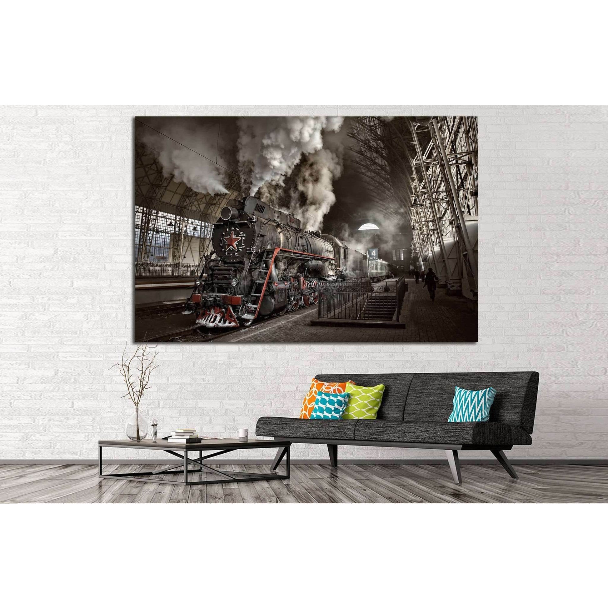Steam Train at the Station №239 Ready to Hang Canvas Print - Zellart Canvas Prints ALL_Products, wd-239