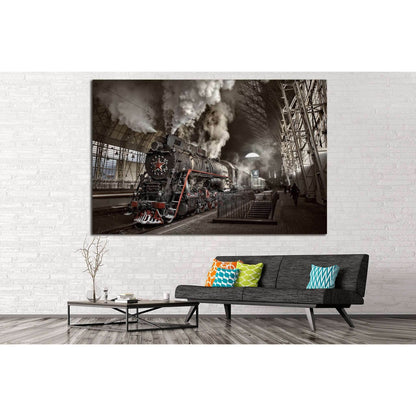Steam Train at the Station №239 Ready to Hang Canvas Print - Zellart Canvas Prints ALL_Products, wd-239