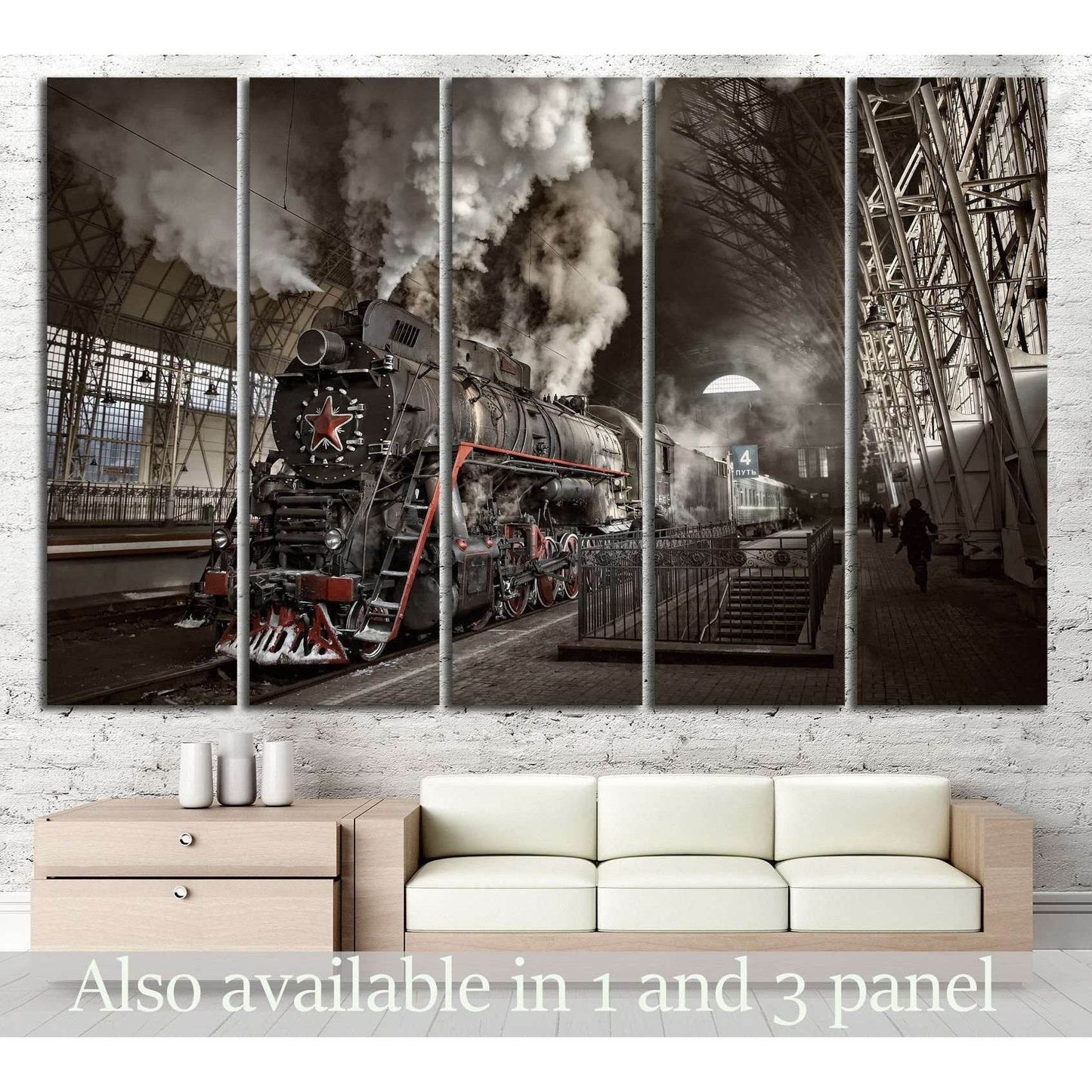 Steam Train at the Station №239 Ready to Hang Canvas Print - Zellart Canvas Prints ALL_Products, wd-239
