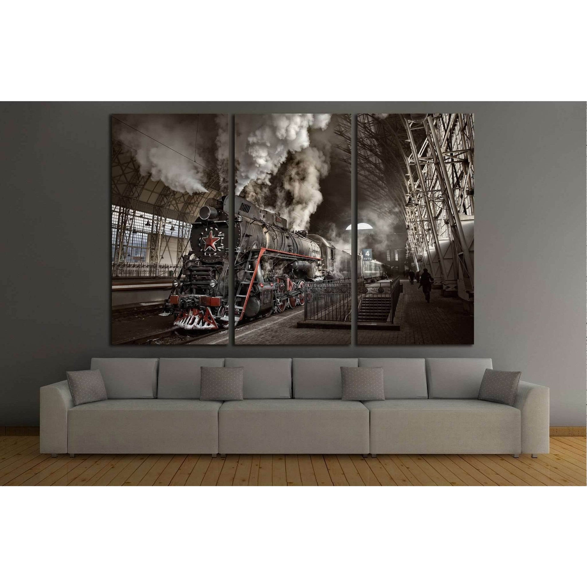 Steam Train at the Station №239 Ready to Hang Canvas Print - Zellart Canvas Prints ALL_Products, wd-239
