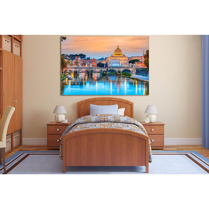 Stone Bridge In Rome №SL1129 Ready to Hang Canvas Print - Zellart Canvas Prints 0new, ALL_Products, Bridges Wall Art