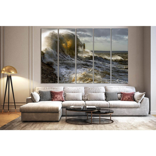 Storm Waves Lighthouse №SL97 Ready to Hang Canvas Print - Zellart Canvas Prints 0new, ALL_Products, Beach Ocean & Waves