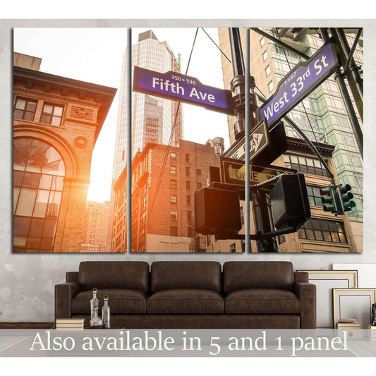 Street sign, Manhattan №870 Ready to Hang Canvas Print - Zellart Canvas Prints 0_NY_ART, ALL_Products, s-870