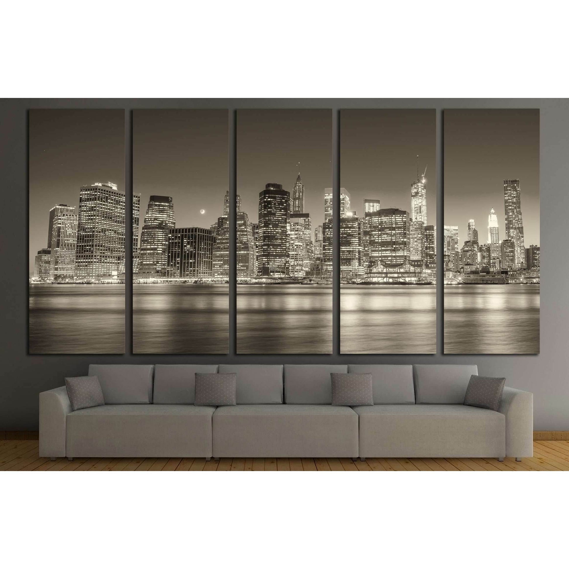 Stunning Manhattan lights at dusk. Reflections on East River - New York №2952 Ready to Hang Canvas PrintCanvas art arrives ready to hang, with hanging accessories included and no additional framing required. Every canvas print is hand-crafted, made on-dem