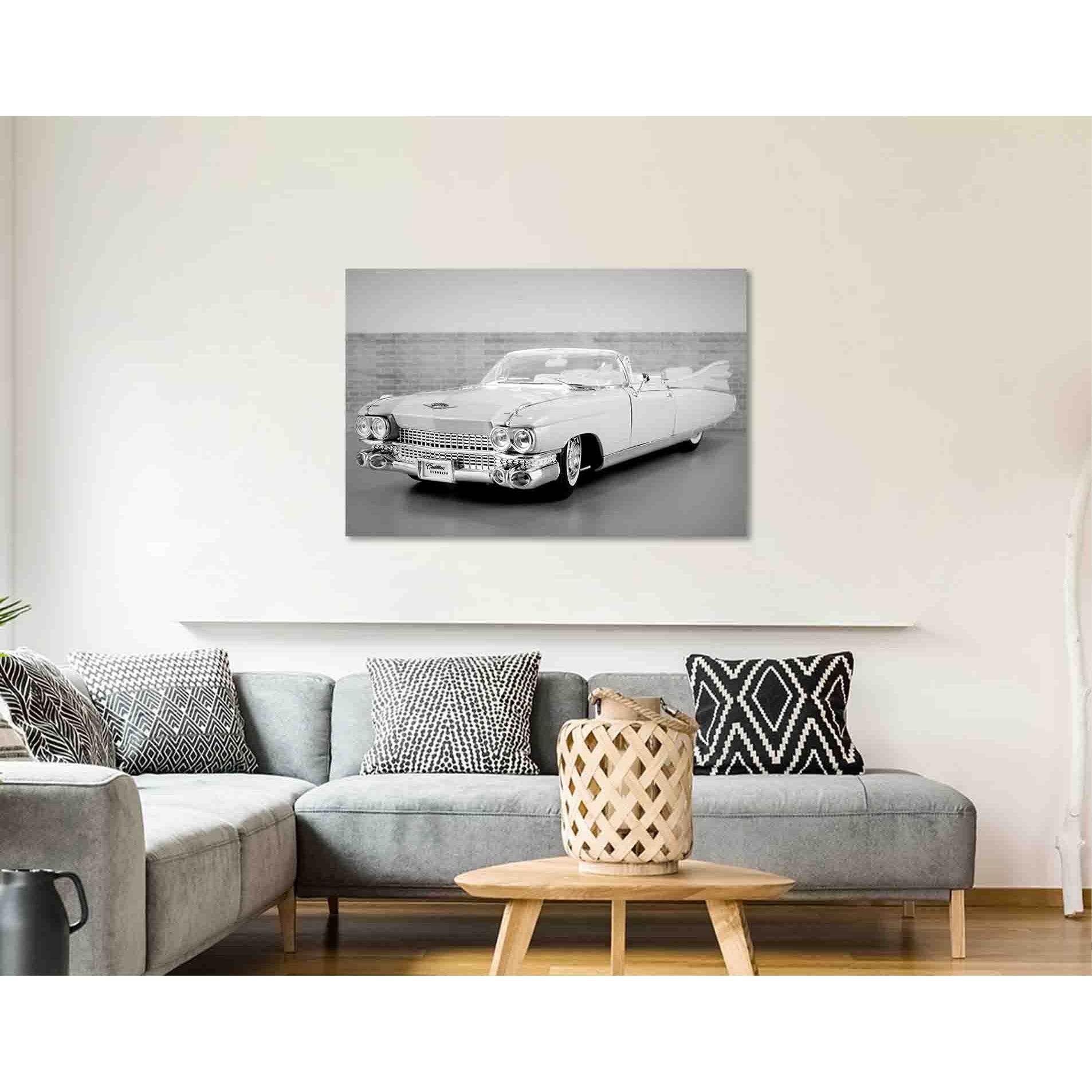 Stunning retro car №D2834 Ready to Hang Canvas Print - Zellart Canvas Prints 0new, ALL_Products, Black & White Wall Art