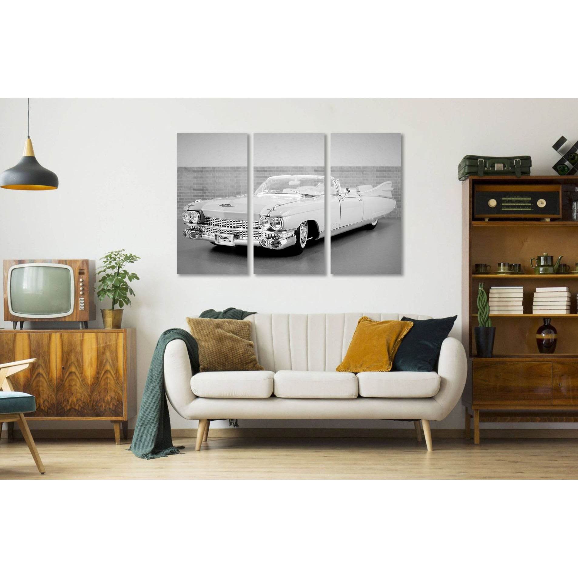Stunning retro car №D2834 Ready to Hang Canvas Print - Zellart Canvas Prints 0new, ALL_Products, Black & White Wall Art