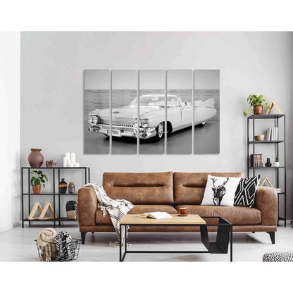 Stunning retro car №D2834 Ready to Hang Canvas Print - Zellart Canvas Prints 0new, ALL_Products, Black & White Wall Art