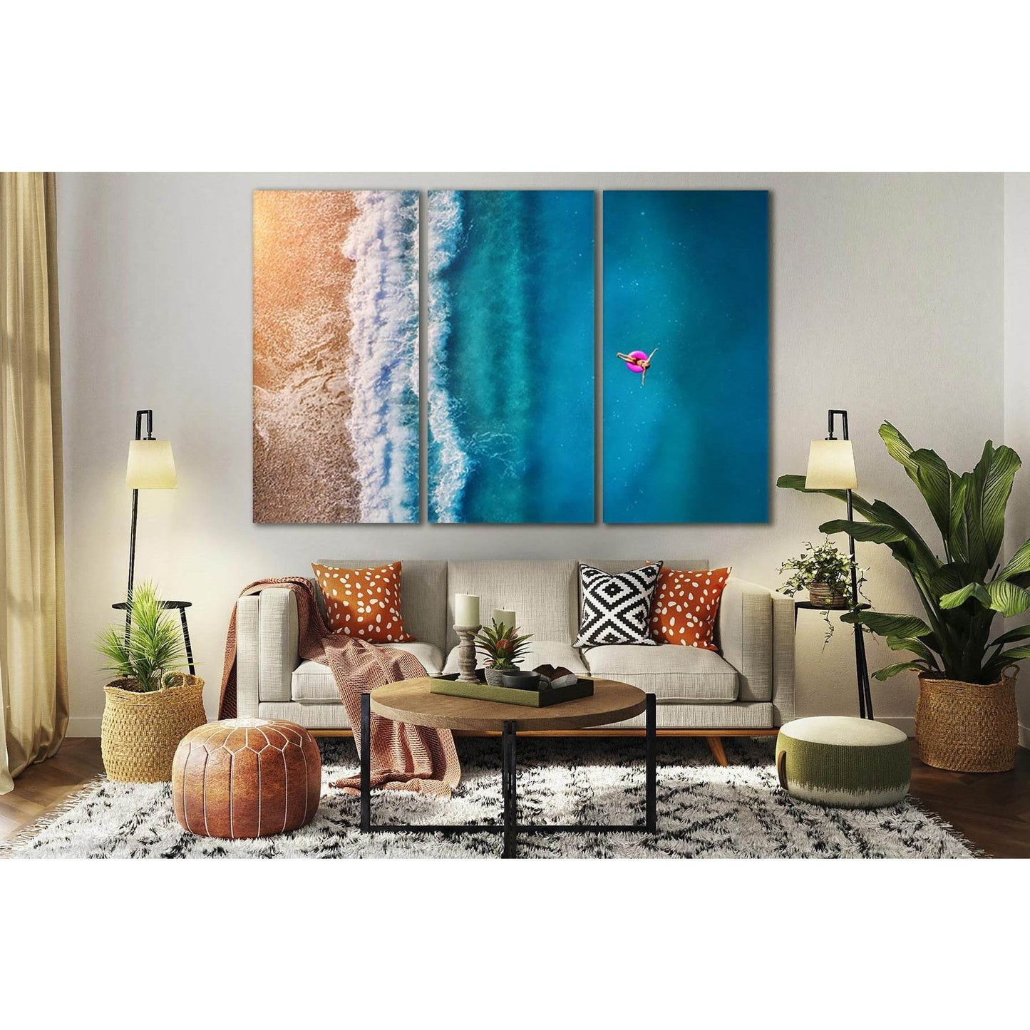 Summer Seascape With Girl №SL143 Ready to Hang Canvas Print - Zellart Canvas Prints 0new, ALL_Products, Beach Ocean & Waves
