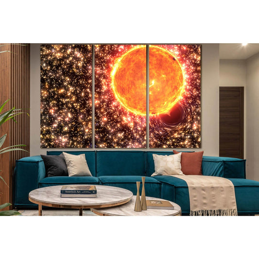Sun And Black Hole №SL982 Ready to Hang Canvas Print - Zellart Canvas Prints 0new, ALL_Products, Astronomy & Space Canvas Wall Art