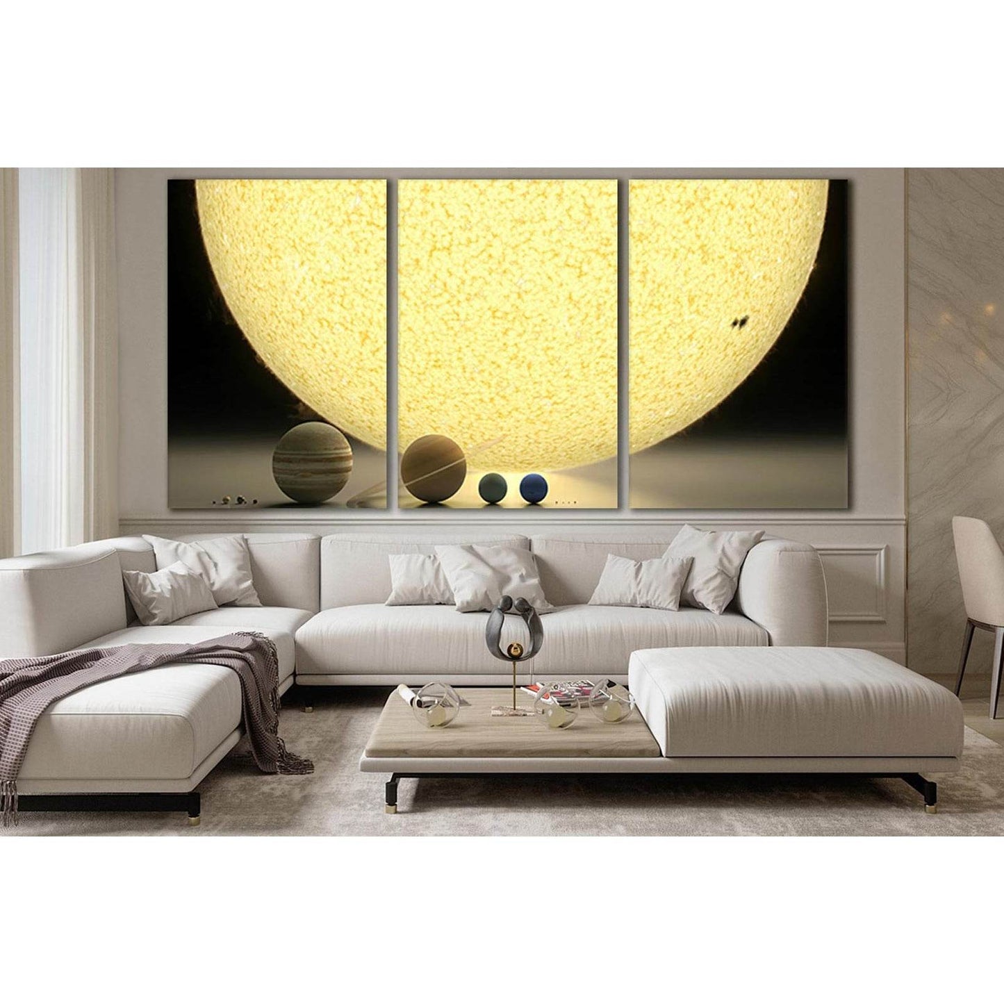 Sun And Sizes Of The Planets №SL422 Ready to Hang Canvas Print - Zellart Canvas Prints 0new, ALL_Products, Astronomy & Space Canvas Wall Art