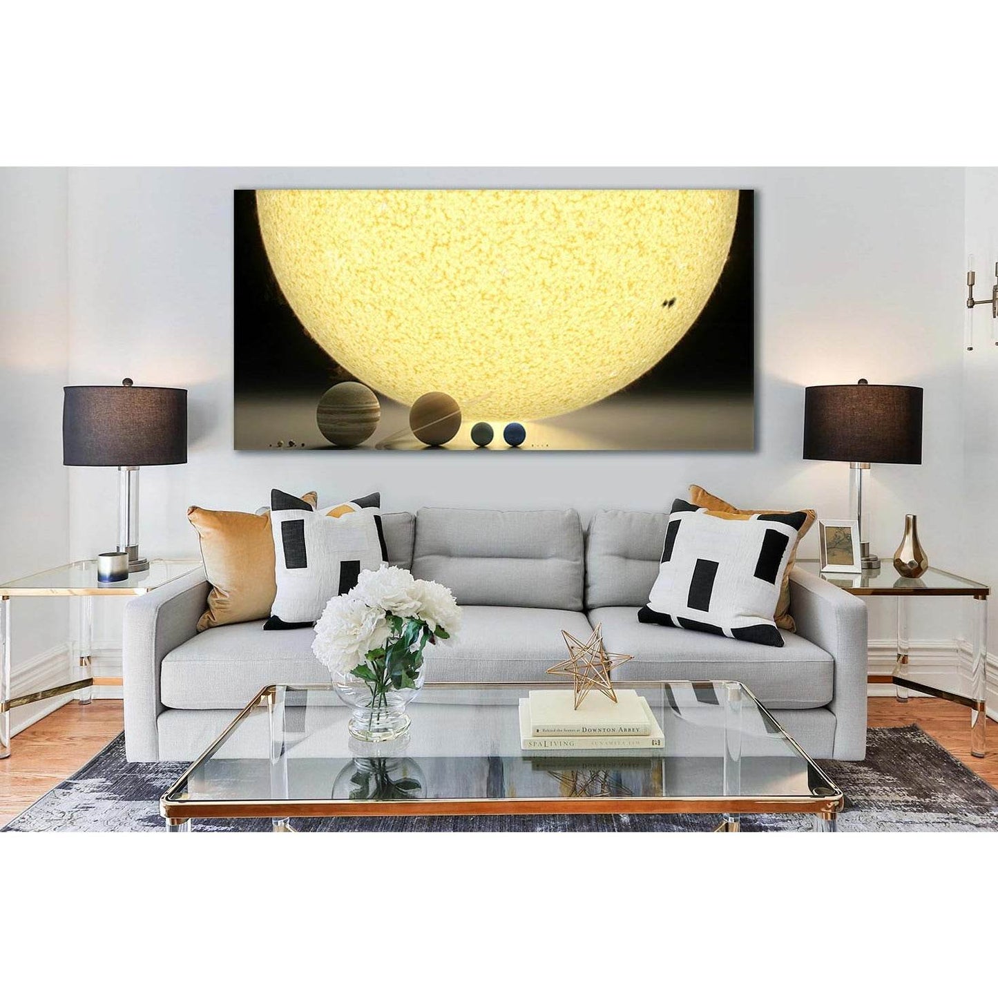 Sun And Sizes Of The Planets №SL422 Ready to Hang Canvas Print - Zellart Canvas Prints 0new, ALL_Products, Astronomy & Space Canvas Wall Art