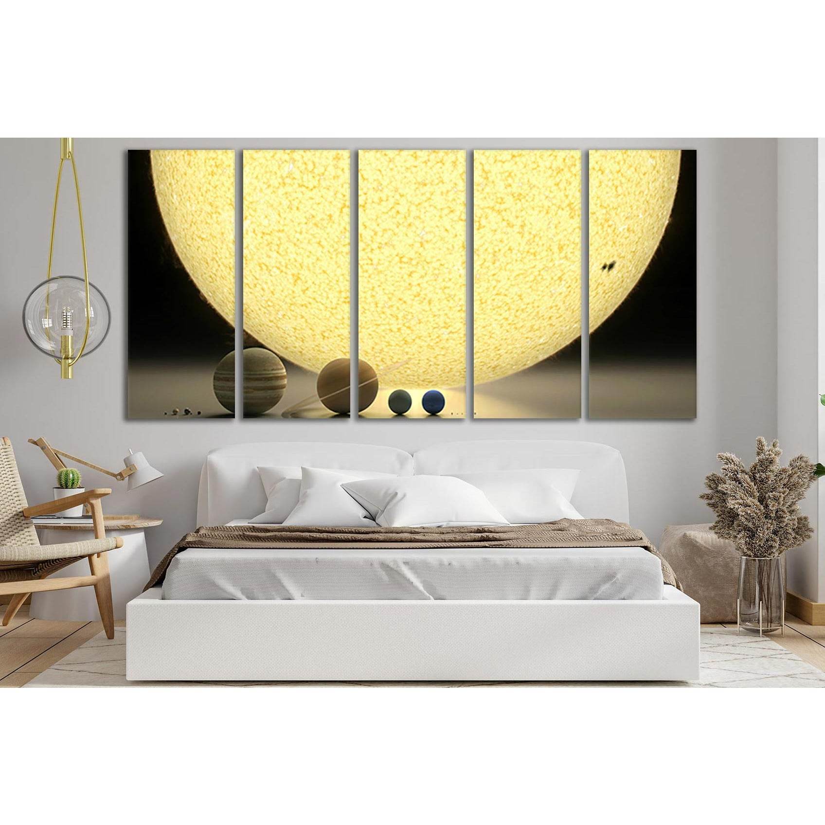 Sun And Sizes Of The Planets №SL422 Ready to Hang Canvas Print - Zellart Canvas Prints 0new, ALL_Products, Astronomy & Space Canvas Wall Art