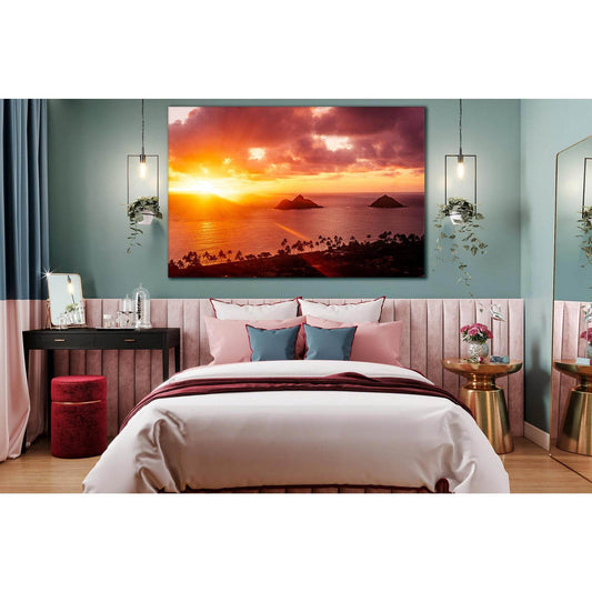 Sun Rays Beautiful Sunset №SL261 Ready to Hang Canvas Print - Zellart Canvas Prints 0new, ALL_Products, SUNRISE & SUNSET WALL ART