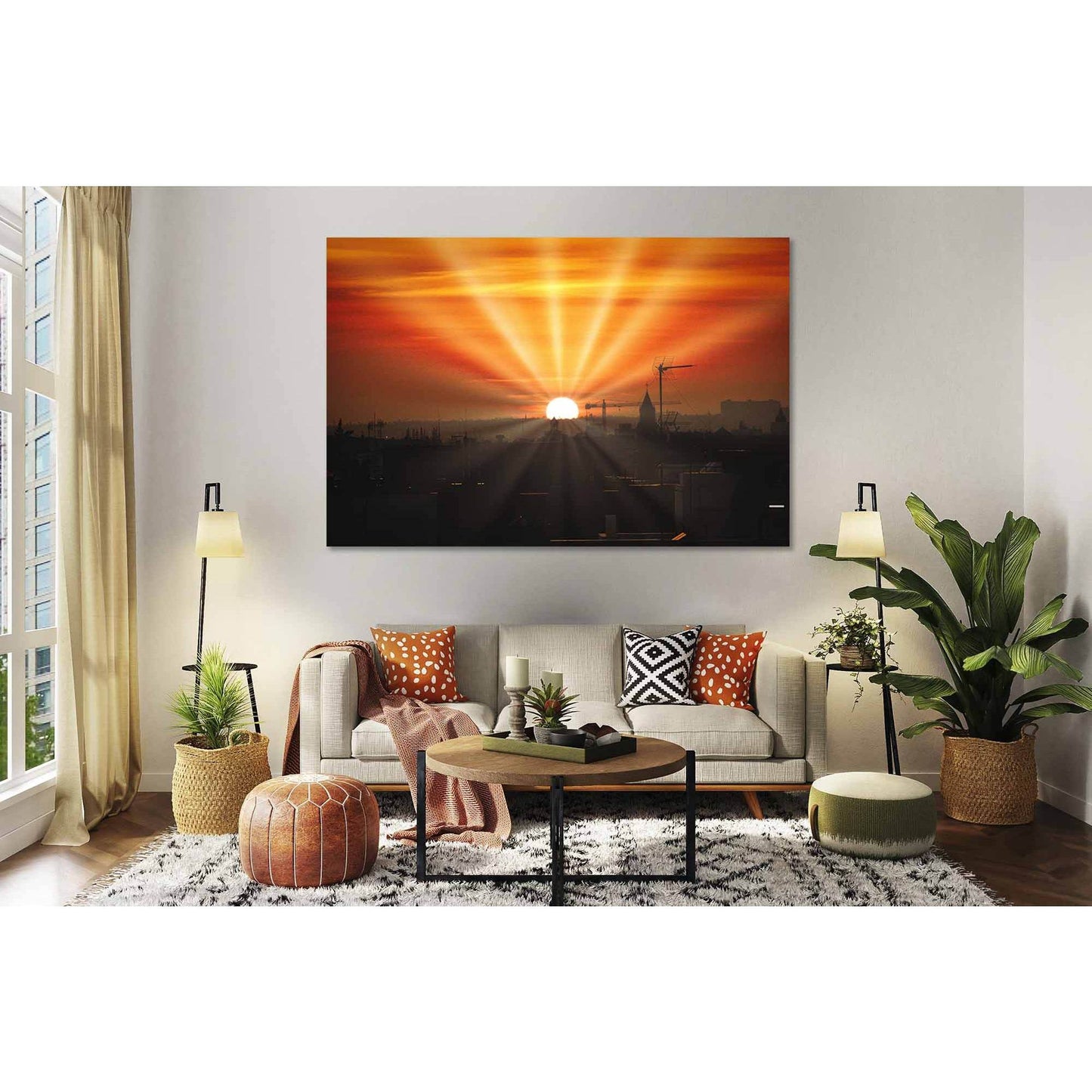 Sun rays №D1230 Ready to Hang Canvas Print - Zellart Canvas Prints 0new, ALL_Products, Sunrise & sunset wall art