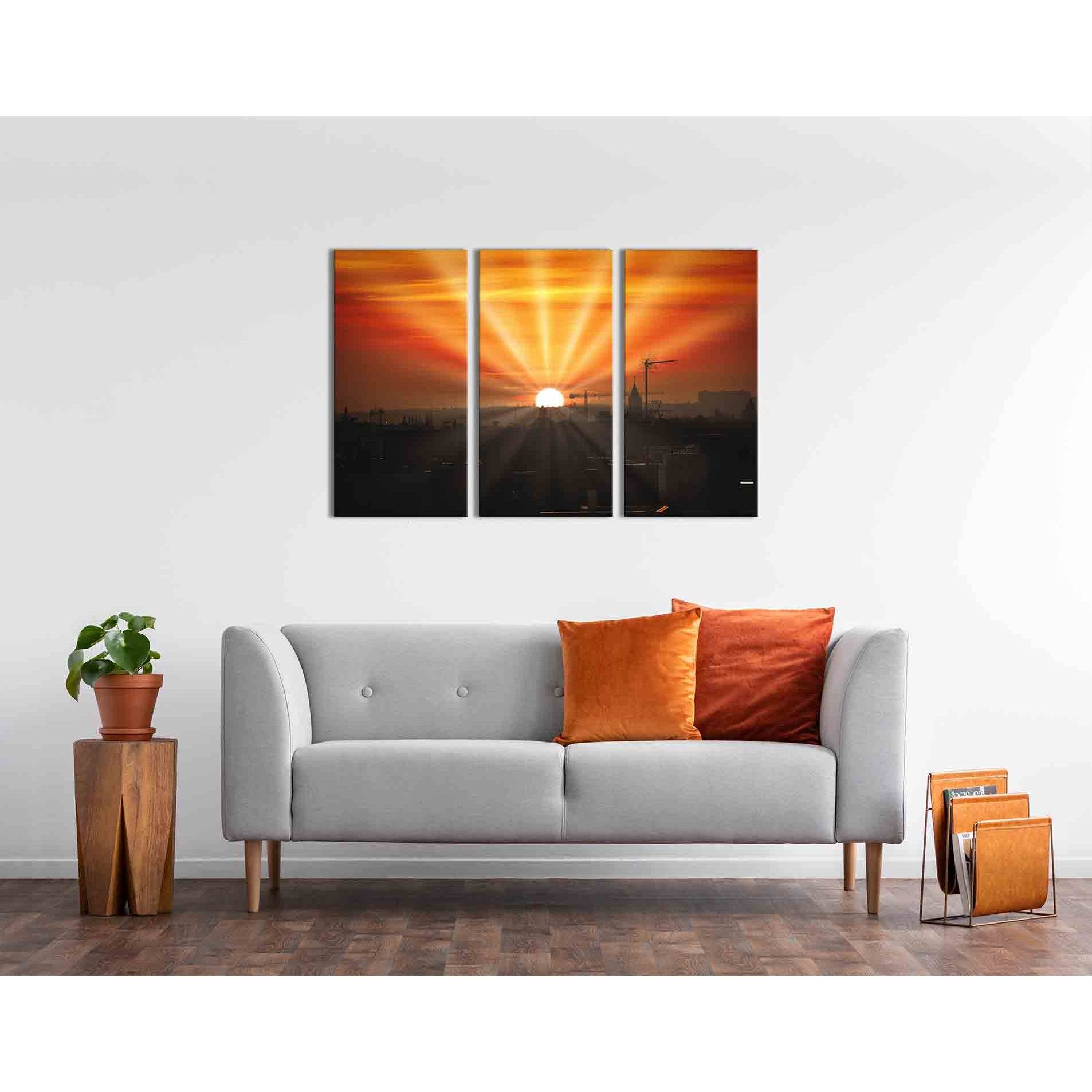 Sun rays №D1230 Ready to Hang Canvas Print - Zellart Canvas Prints 0new, ALL_Products, Sunrise & sunset wall art