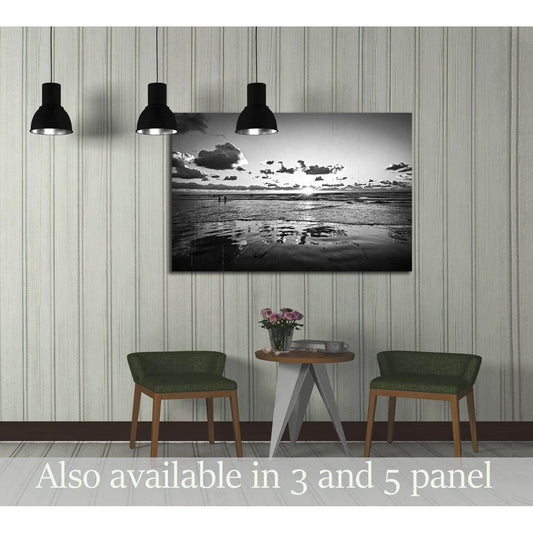 Sundown on the beach, shadow play №3183 Ready to Hang Canvas Print - Zellart Canvas Prints ALL_Products, s-3183
