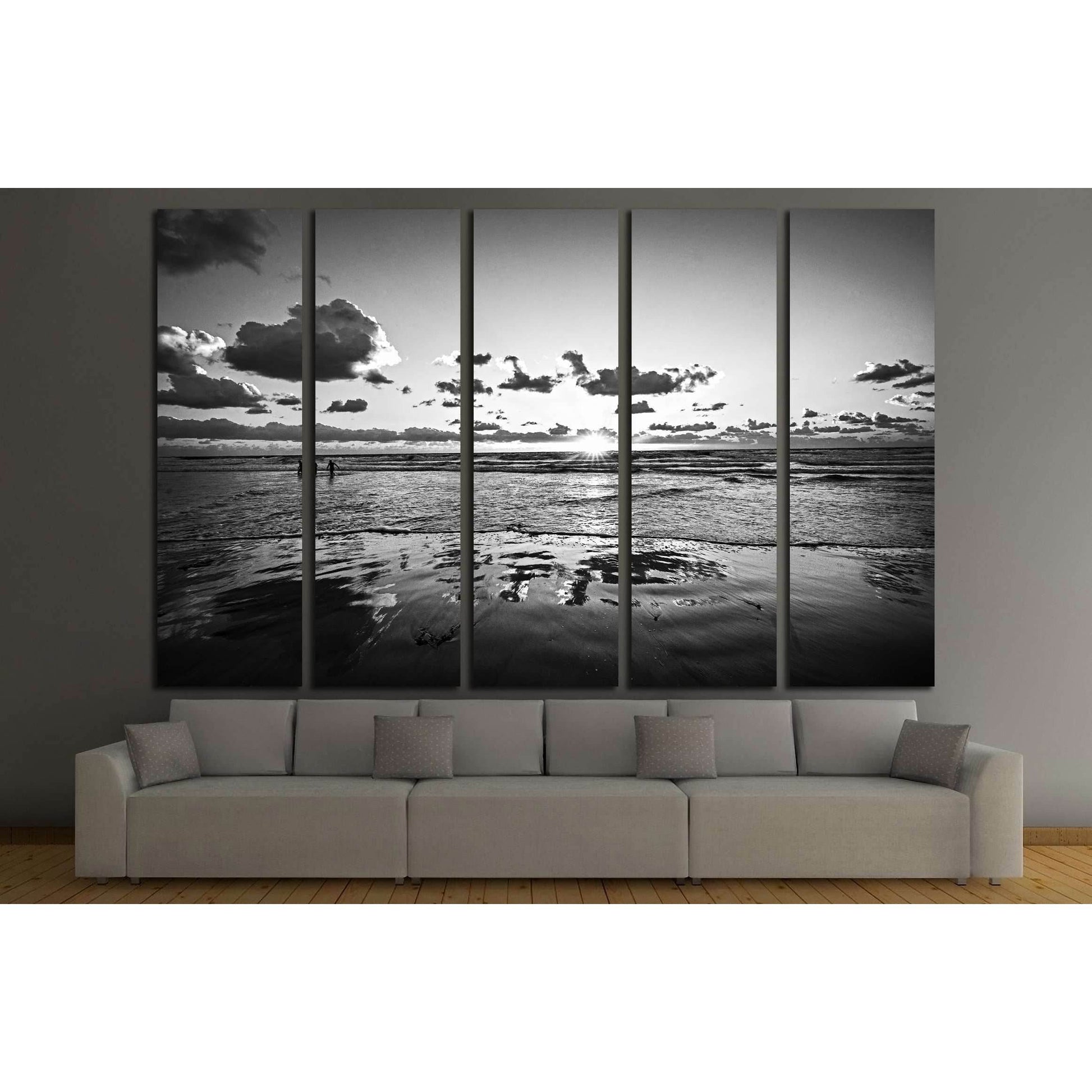 Sundown on the beach, shadow play №3183 Ready to Hang Canvas Print - Zellart Canvas Prints ALL_Products, s-3183