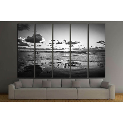 Sundown on the beach, shadow play №3183 Ready to Hang Canvas Print - Zellart Canvas Prints ALL_Products, s-3183