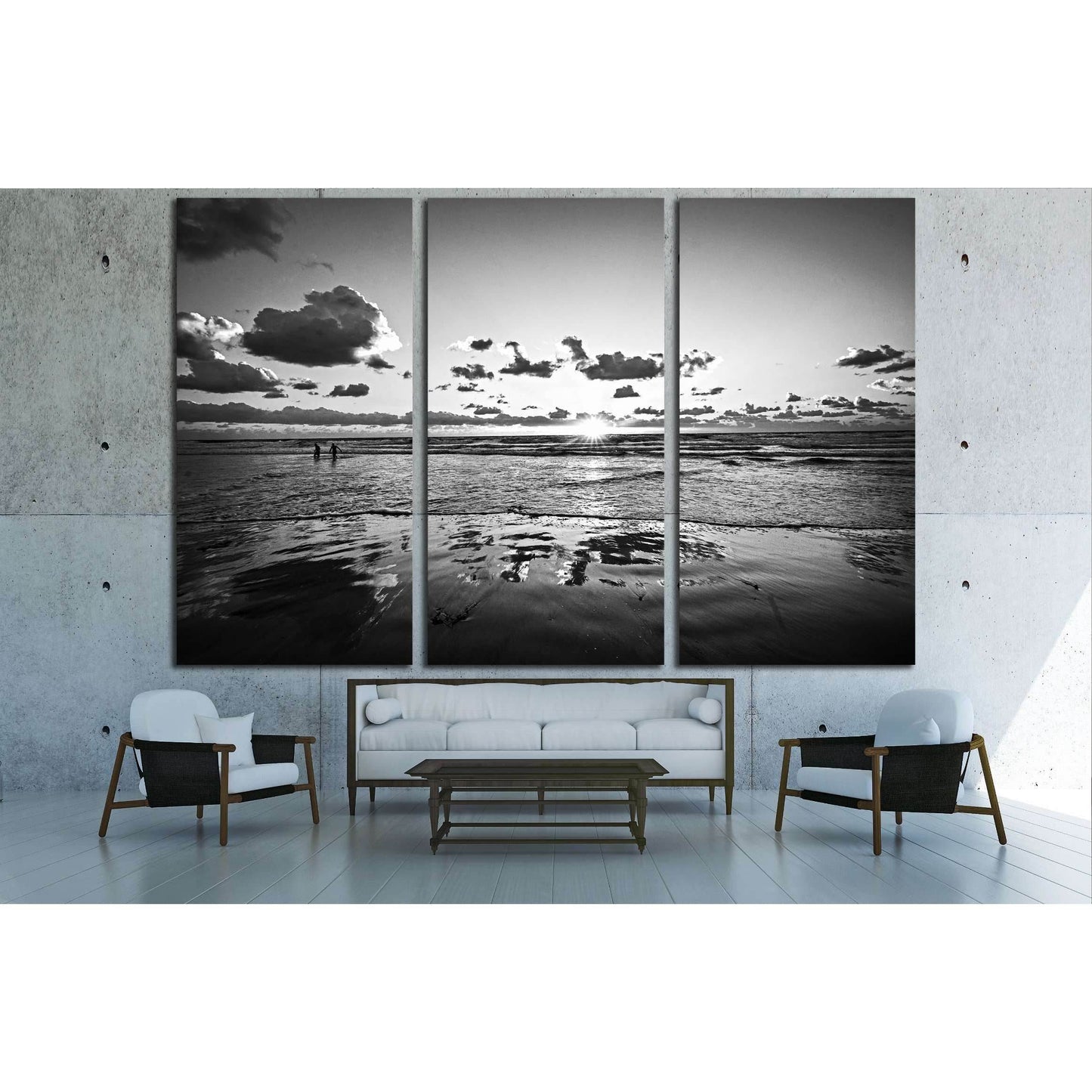 Sundown on the beach, shadow play №3183 Ready to Hang Canvas Print - Zellart Canvas Prints ALL_Products, s-3183