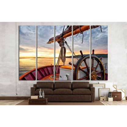 Sunrise at sea on a tall ship, Close up of the wheel №1408 Ready to Hang Canvas PrintCanvas art arrives ready to hang, with hanging accessories included and no additional framing required. Every canvas print is hand-crafted, made on-demand at our workshop