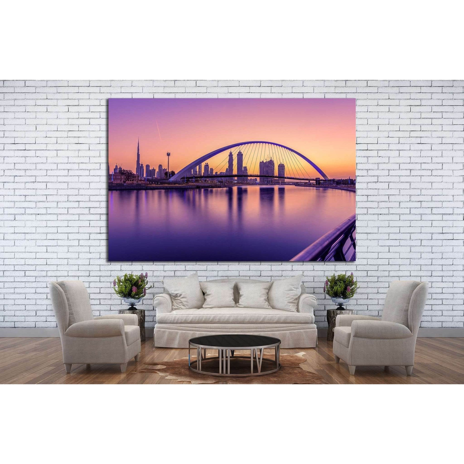 Sunrise in Dubai Canal №1259 Ready to Hang Canvas Print - Zellart Canvas Prints ALL_Products, s-1259