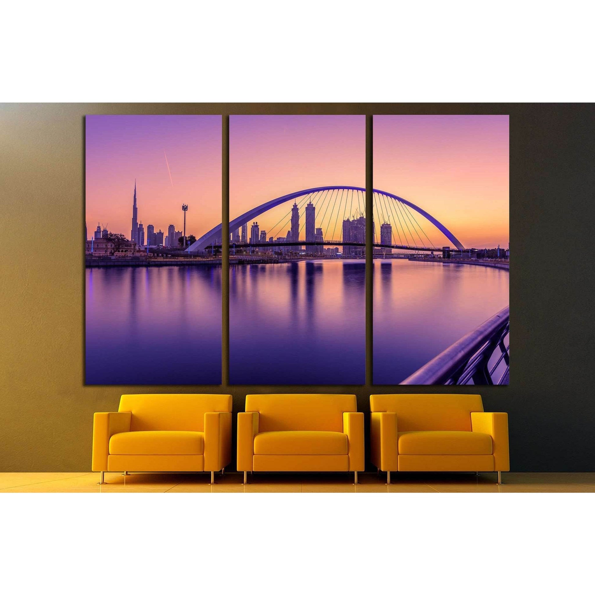 Sunrise in Dubai Canal №1259 Ready to Hang Canvas Print - Zellart Canvas Prints ALL_Products, s-1259