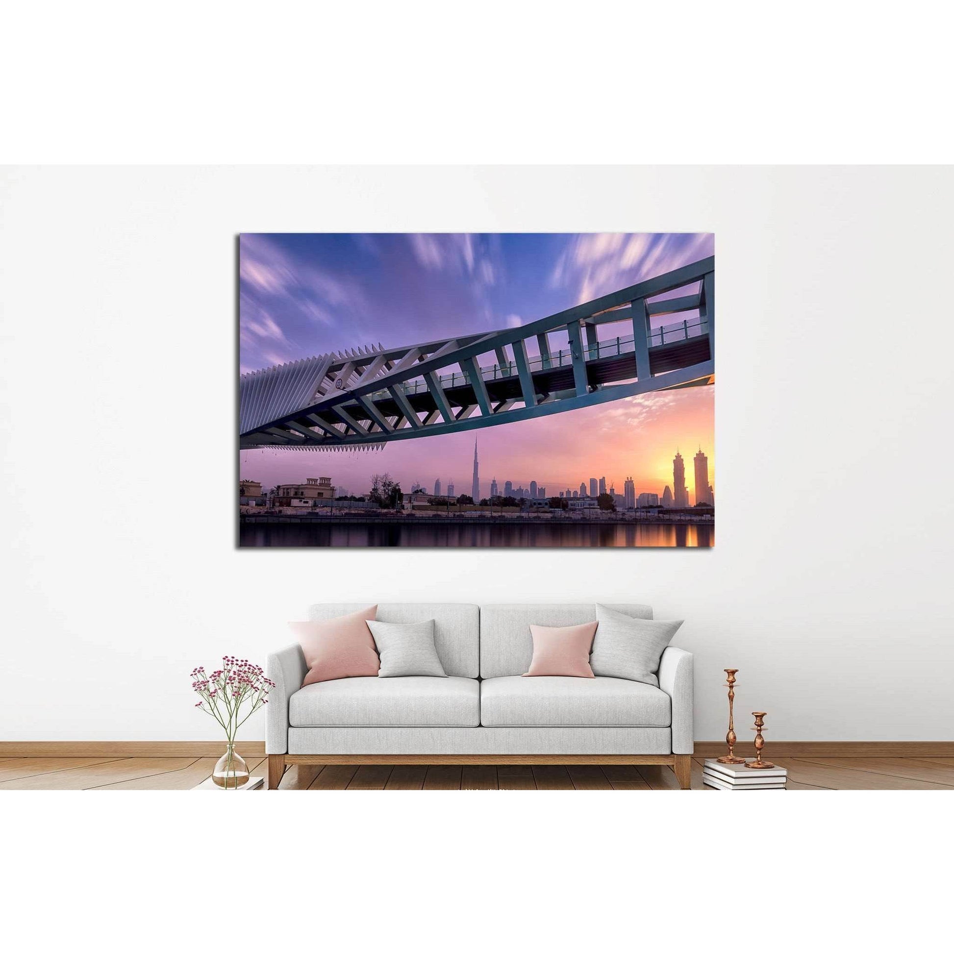 Sunrise view of Dubai Downtown from Dubai Canal №1277 Ready to Hang Canvas PrintCanvas art arrives ready to hang, with hanging accessories included and no additional framing required. Every canvas print is hand-crafted, made on-demand at our workshop and