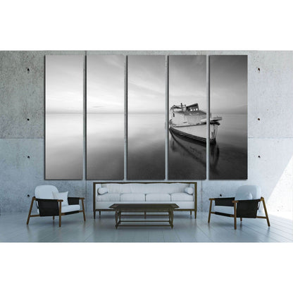 sunrise with a little old boat abandoned in the Mar Menor, Spain №3124 Ready to Hang Canvas Print - Zellart Canvas Prints ALL_Products, s-3124