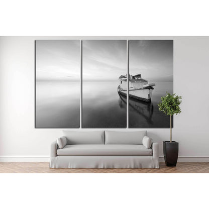 sunrise with a little old boat abandoned in the Mar Menor, Spain №3124 Ready to Hang Canvas Print - Zellart Canvas Prints ALL_Products, s-3124