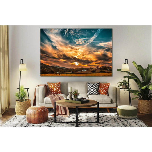 Sunset And Beautiful Sky №SL270 Ready to Hang Canvas Print - Zellart Canvas Prints 0new, ALL_Products, SUNRISE & SUNSET WALL ART