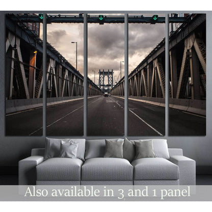 Sunset at Manhattan Bridge, New York City №3217 Ready to Hang Canvas Print - Zellart Canvas Prints 0_NY_ART, ALL_Products, s-3217