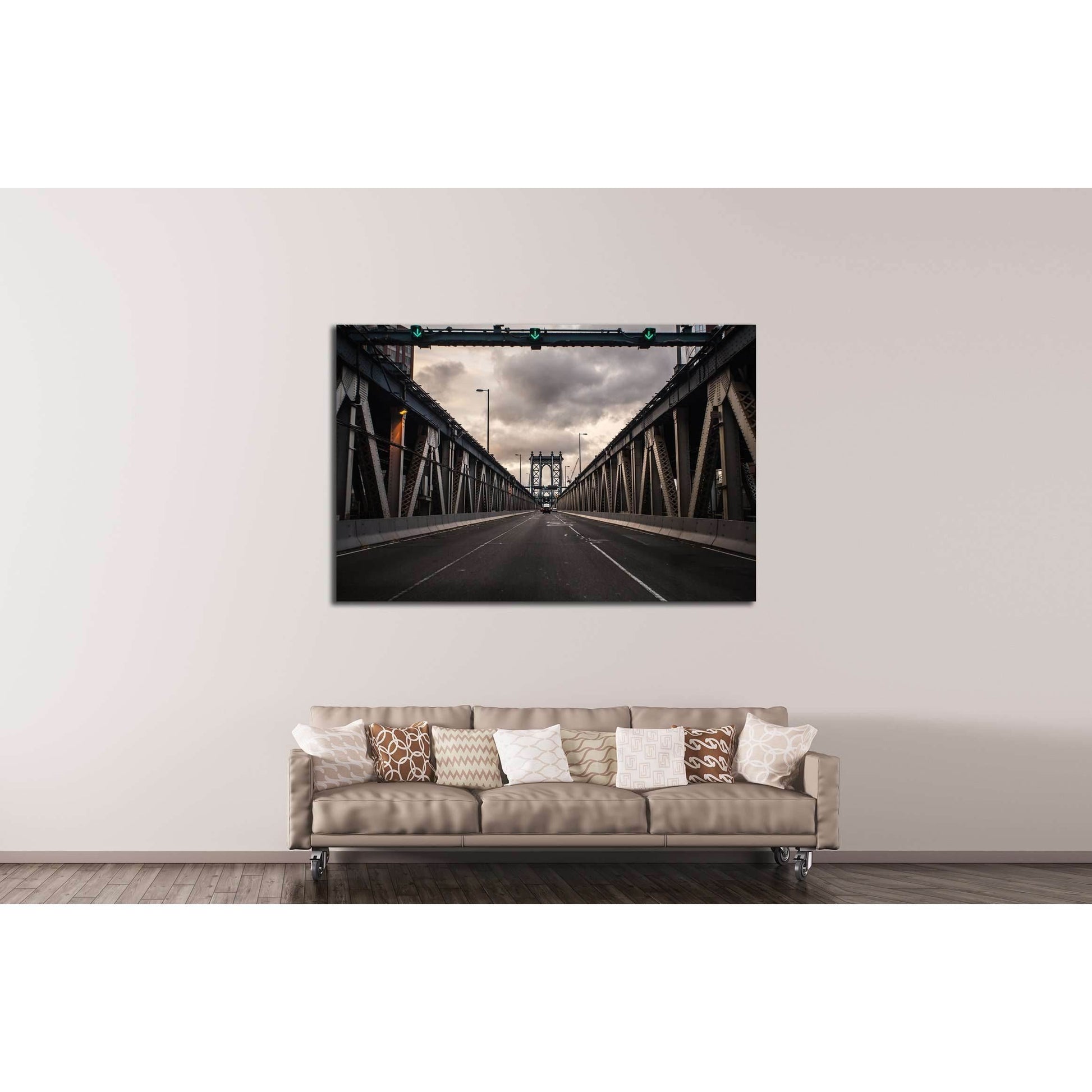 Sunset at Manhattan Bridge, New York City №3217 Ready to Hang Canvas Print - Zellart Canvas Prints 0_NY_ART, ALL_Products, s-3217
